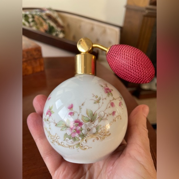 Floral Vintage MCM Perfume Atomizer with Gold Pink Green Jlona Western Germany - Picture 3 of 8